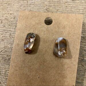 Earth-Tone Raw Cut Agate Earrings